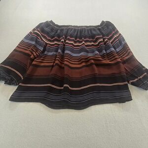 Joie Silk Off The Shoulder Blouse Womens M Multicolor Striped Smocked 3788-T3418